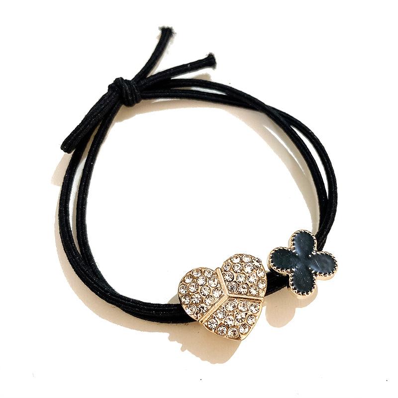 Super Sparkling Heart Four-Leaf Clover Hairpin - Simple Style Hair Elastic Headband for Women
