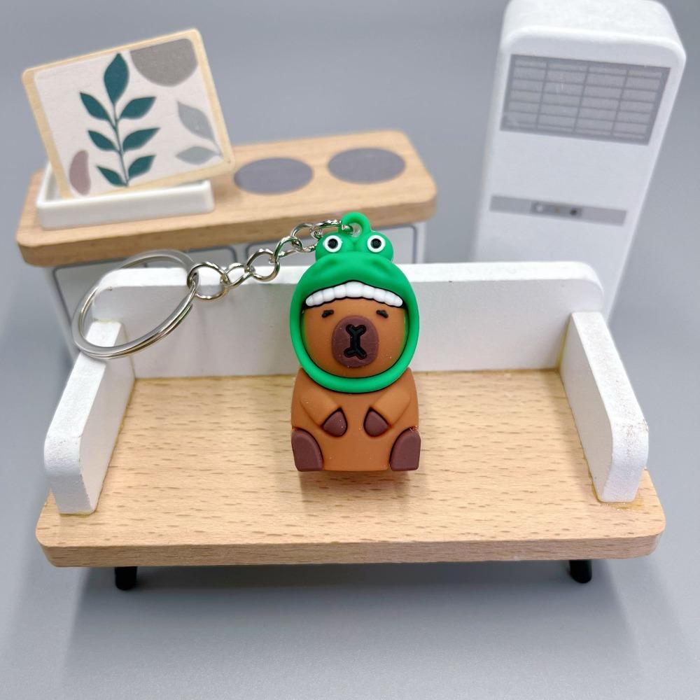 Turtle Cartoon Keychain PVC Animal Pendant Funny Capybara Key Ring Girls