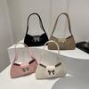 Simple and Fashionable Bow with Gentle Texture Shoulder Bag for Women In Spring and Summer New Underarm Bag Crescent Bag
