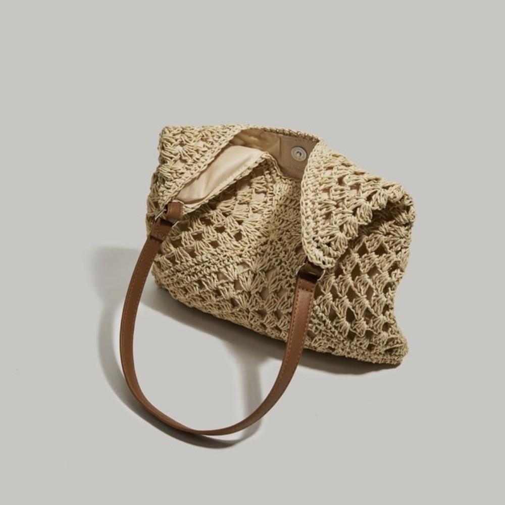 New Hollow-out Design Weaving Clutches Weaving Texture Large Capacity Underarm Bag Polyester Ladies Handbag Summer Season
