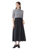 B:MING LIFE STORE by BEAMS Women's Cut Combination Dress (Sizes S-M) Top Gray*Charcoal Gray