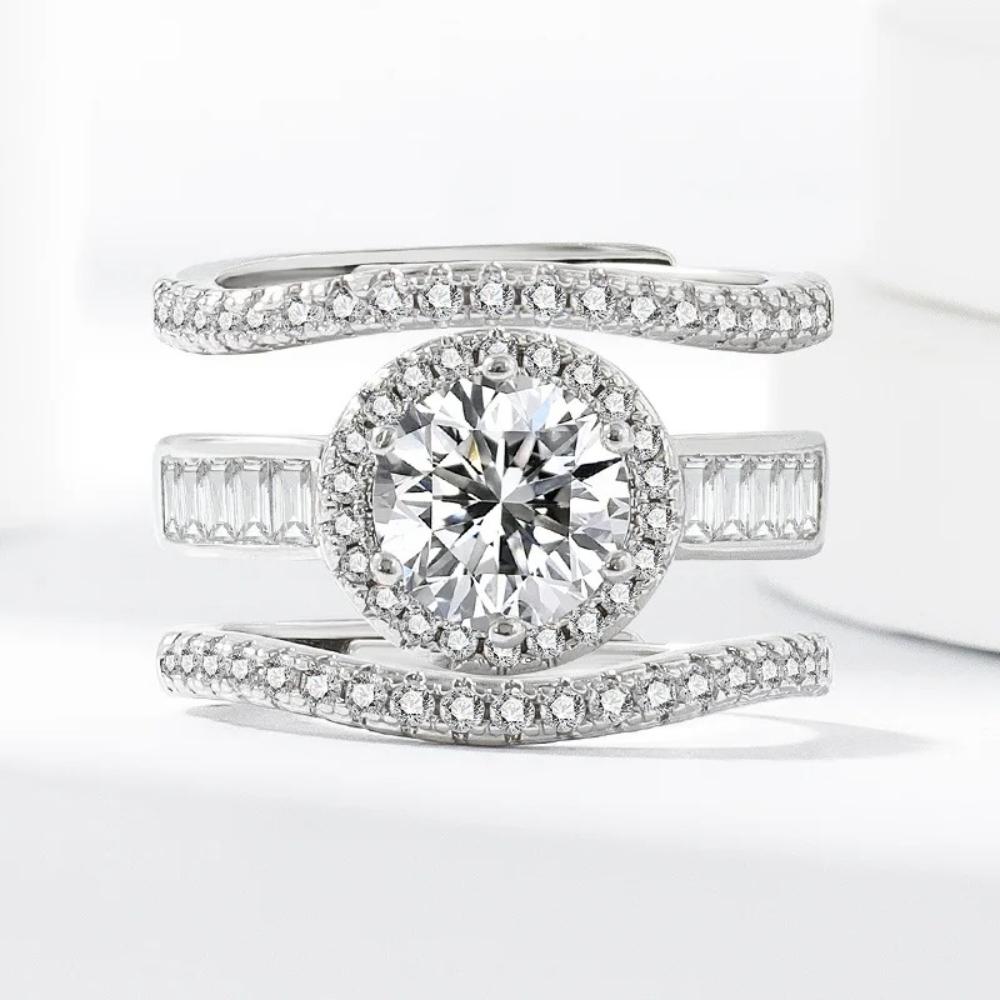 925 Sterling Silver Fashion Light Luxury Zircon Ring Versatile Couple Ring Wedding Birthday Party Engagement Gift