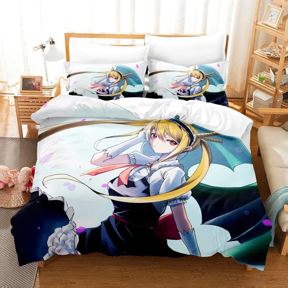 Anime Miss Kobayashis Dragon Maid Bedding Set Double Twin King Duvet Cover Comforter Pillowcase Boys Girls Adults Bedroom
