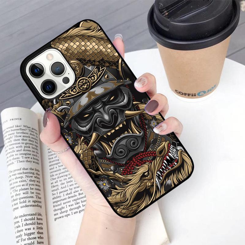 Samurai Oni Mask Mobile Phone Cases Cover For iPhone 17 Air 16 Plus Coque For iPhone 17 Air 16 15 14 12 13 11 Pro MAX XS
