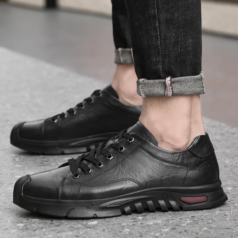 Модная мягкая повседневная обувь Удобные мужские кроссовки Нескользящая мужская трекинговая обувь Обувь для улицы Натуральная кожа Мужская деловая обувь