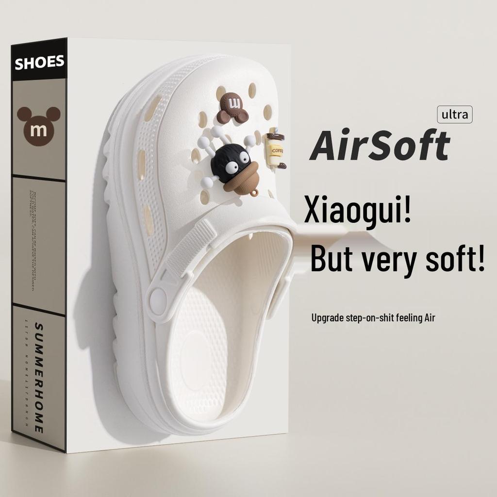 Женские черные нескользящие пляжные клоги на толстой подошве 2025 года для комфортной летней носки