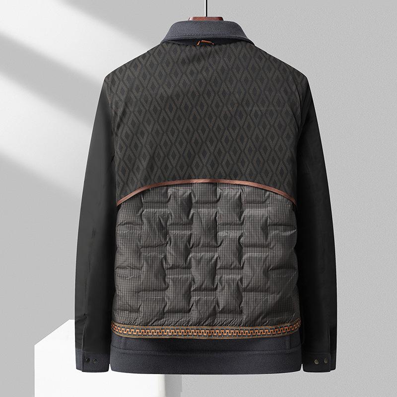 Двусторонняя шерстяная куртка со съемной подкладкой из гусиного пуха, мужская осенне-зимняя новая двусторонняя шерстяная куртка