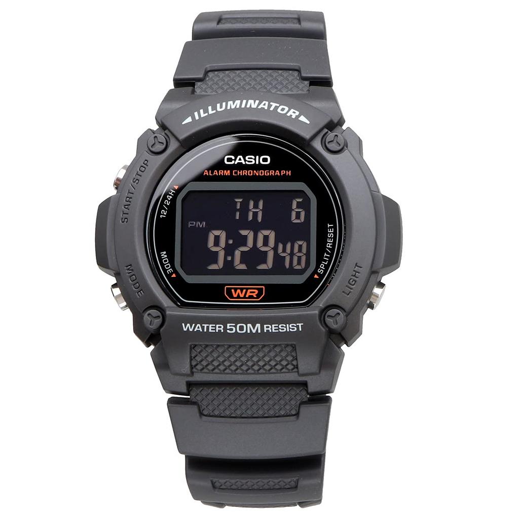 Casio Стандартные цифровые часы W -219H-8BV / -219HD-1AV Мужские, Темно-серые, Международная модель [Импортные] / Металлический браслет серебристого цвета [Импортные]