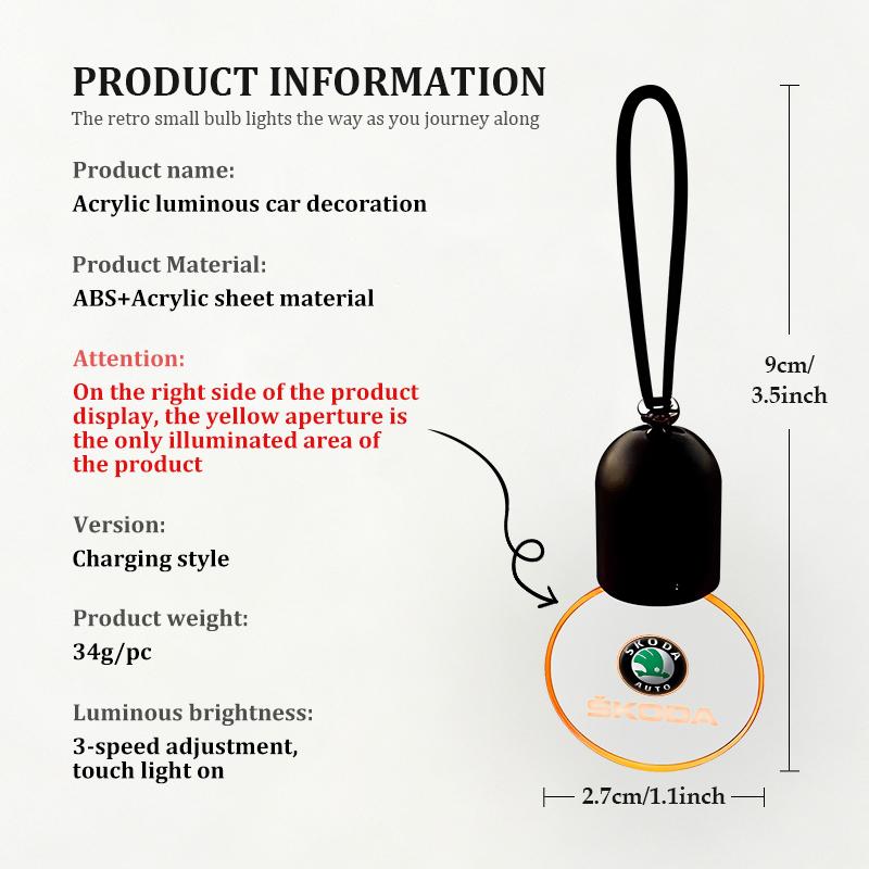 For Skoda Retro Small Bulb LED Car Interior Hanging Ornament Decoration Accessories Fabia Kamiq Superb Scala Enyaq-iV MK3 BB888
