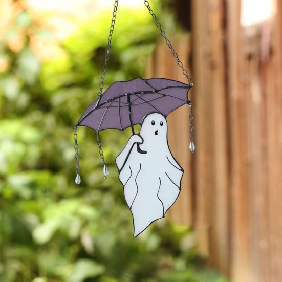 Halloween Umbrellas Ghost Hanging Decoration Home Office Indoor Outdoor Stained Glass Cartoon Ghost Wall