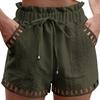 Fashion Women's Casual Waist Solid Color Elastic Waist Shorts