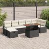 8-Piece Garden Sofa Set with Cushions Black Poly Rattan, 2-Seater Garden Sofa with Storage and Cushions Rattan 3361334