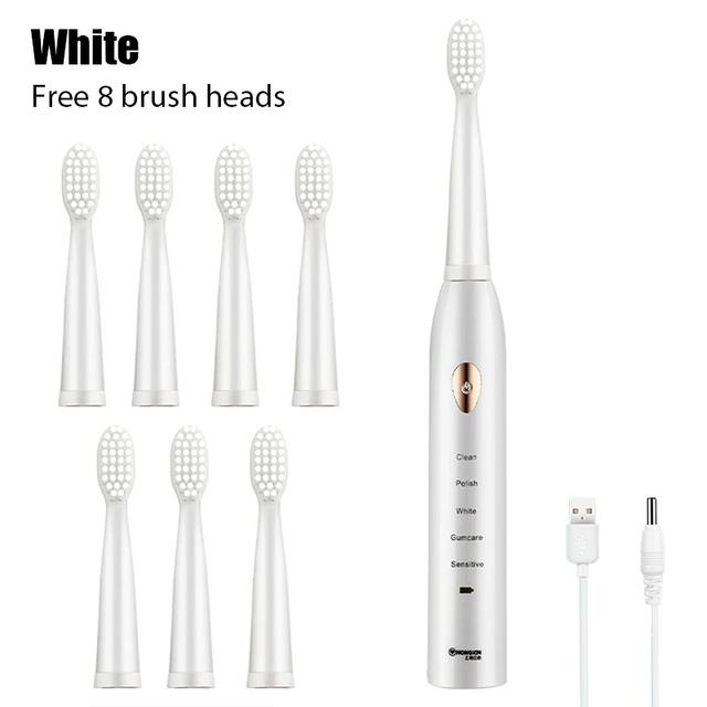 Clean Adult Black White Classic Acoustic Electric Toothbrush Adult 5-gear Mode USB Charging IPX7 Waterproof Acoustic Electric