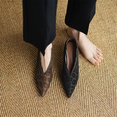 Модные новые весенне-летние женские туфли-лодочки из натуральной кожи для женщин, модные лоферы с леопардовым принтом и острым носком, женские туфли на высоком каблуке