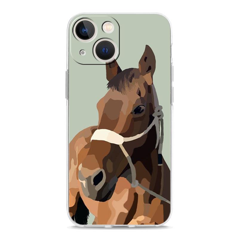 Animal Galloping Horse Girl Drawing Luxury Phone Case For iPhone 18 15 16 14 13 12 11 Pro Max XS X XR SE 7 8 Plus Clear Cover