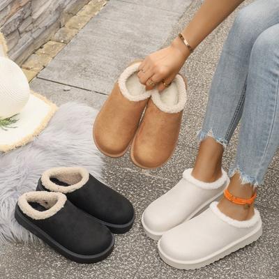 Большие хлопковые тапочки на плоской подошве для женщин, осенне-зимние новые бархатные утолщенные хлопковые туфли на один педаль для женщин