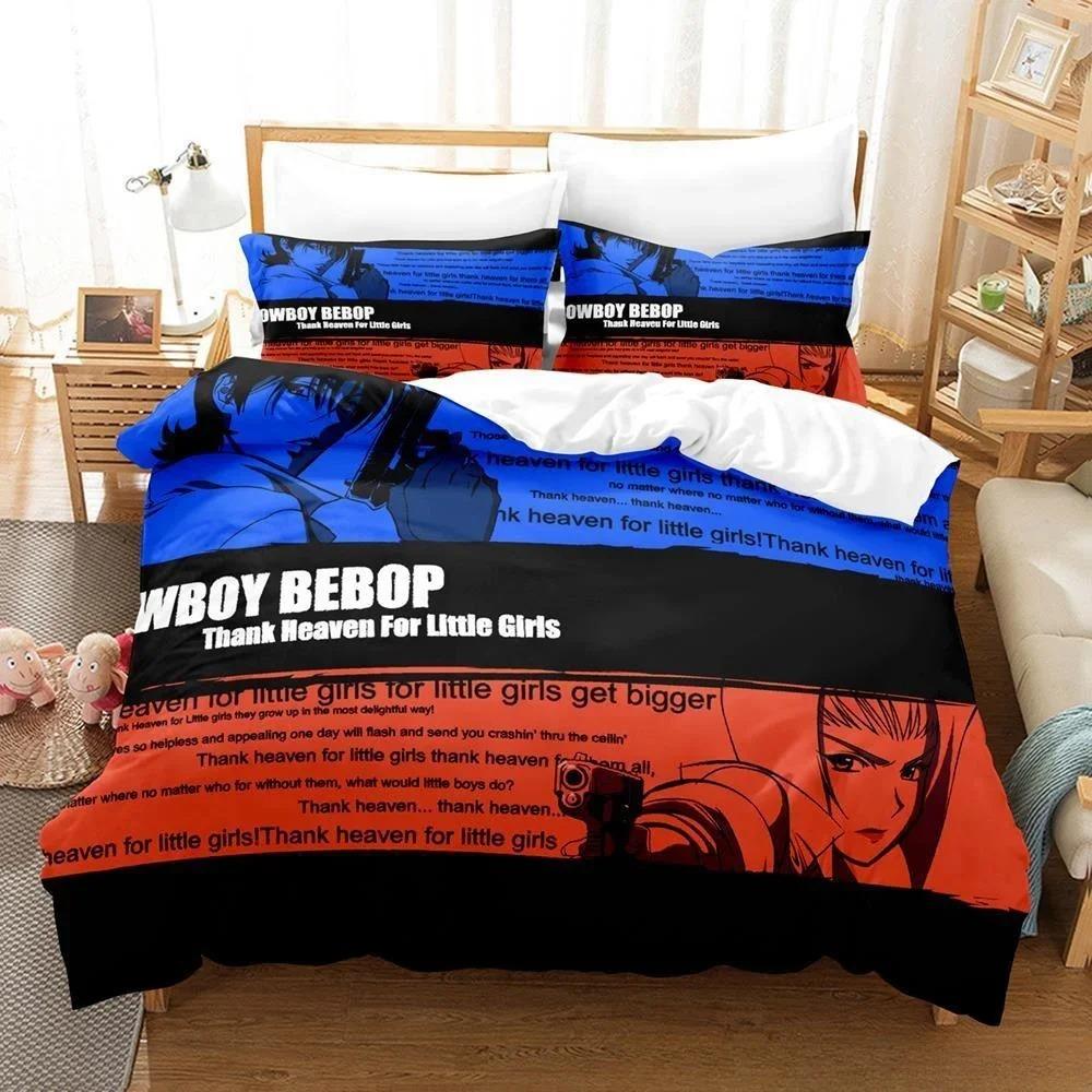 Модный 3D-печатный игровой комплект постельного белья Cowboy Bebop с рисунком из мультфильма «Аниме» из трех предметов для взрослых и детей, для спальни, пододеяльник, наборы домашнего текстиля