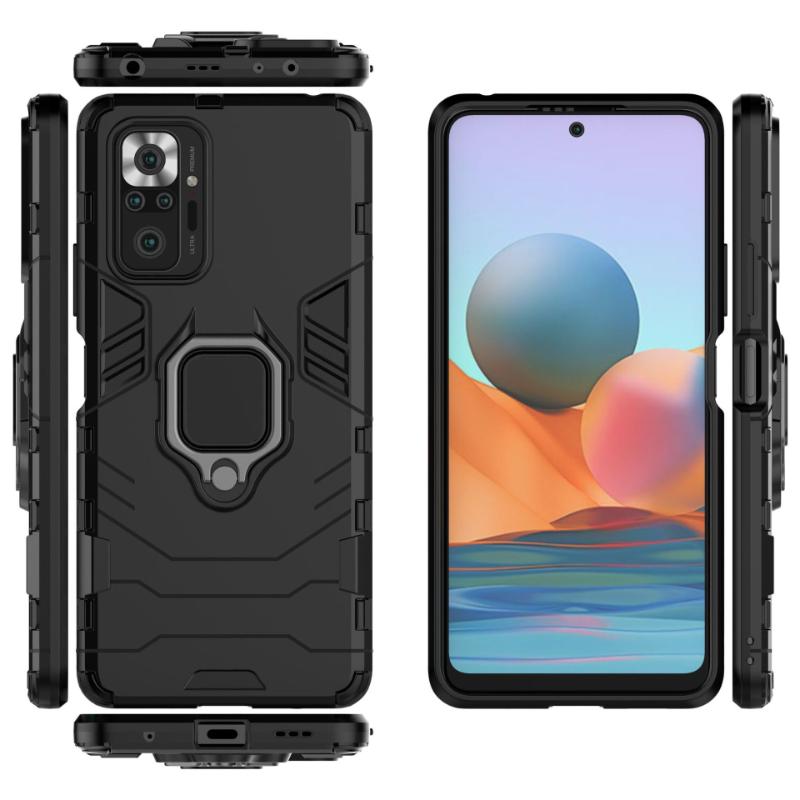 Для Xiaomi Redmi Note 10 Pro Max задняя крышка телефона чехол противоударный броня против падения металлический держатель кольца магнитный защитный чехол Funda Coque