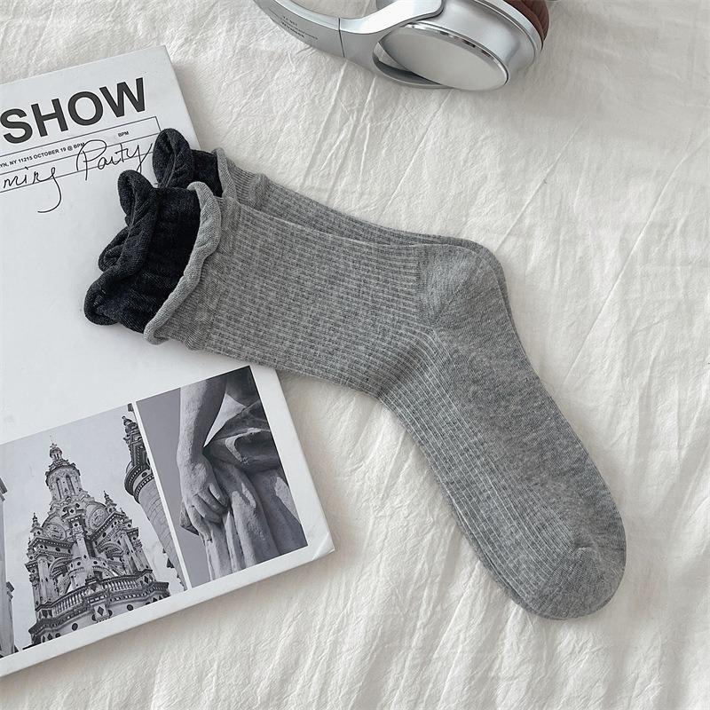 Женские весенне-осенние цветные носки-гольфы из чистого хлопка без косточек