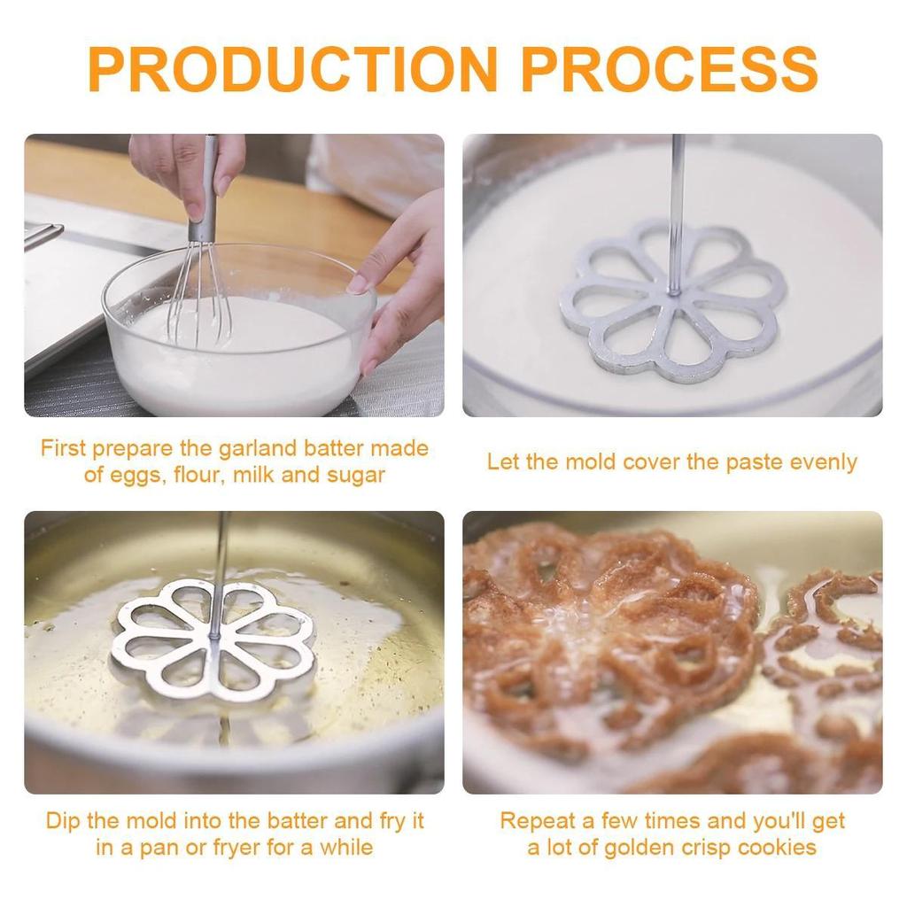 1 набор металлических форм для вафель, набор розеток, печенье, буньюэлос, форма для жарки закусок, форма для выпечки печенья с ручкой, кухонный инструмент для выпечки