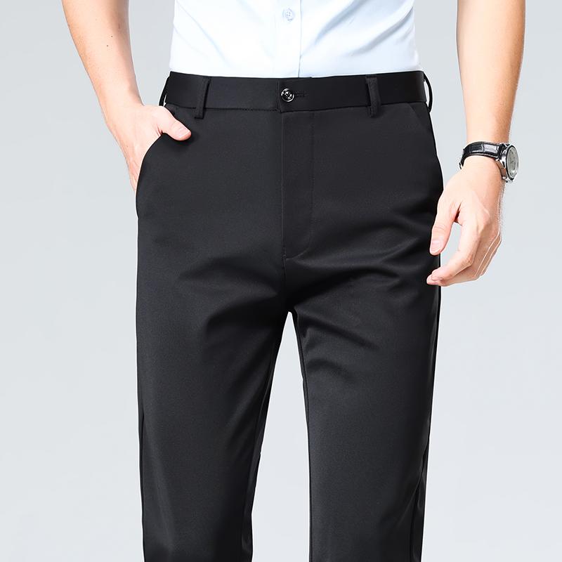Plus Size Trousers Men Business Suit Pants Stretch Formal Dress Pants Big Man Classic Black Trousers Summer Thin Style