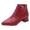 Fashion Ankle Boots Autumn/Winter Women's Pointed Toe Low Heel Solid Color Fleece Warm Short-Tube Boots Outdoor Anti-Skid Boots