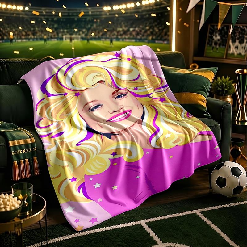 Dolly-Parton Leopard Print Blanket Lightweight Flannel Bedding Blanket Perfect for Travel, Camping, Living Rooms, Offices, Sofas, Fan Christmas gift
