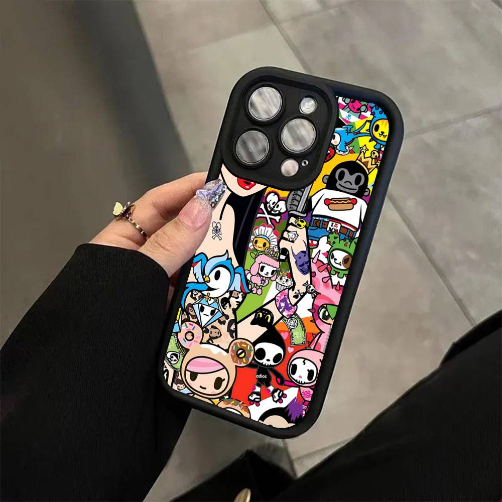 Япония Tokidokis Для iPhone 17 16 15 14 13 12 11 Pro Max Plus Черный Полное Покрытие Мягкий Фунда Силиконовый Чехол