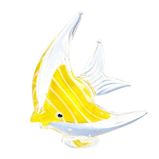 Handmade Glass Ocean Ornament Tropical Fish Figurine, Blown Ornament, Miniature Desktop Coastal Decor Colorful Statue for Beach House Home Table