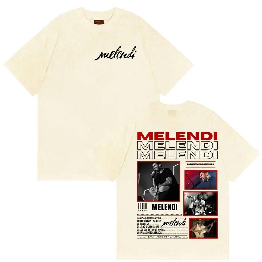Rapper Melendi Tour 2025 Album Merch T Shirts Men's Vintage Gothic Oversized Cotton T-shirt Plus Size Streetwear Cotton  Hip Hop
