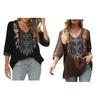 Women Blouse Traditional Mexican Women Embroidered Tops Loose Fit Bohemian Floral 45720 Sleeve