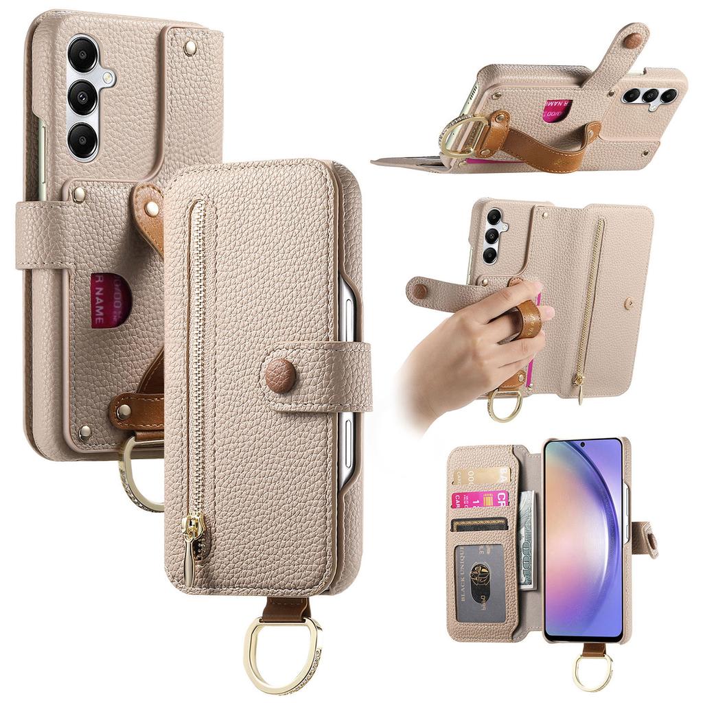 For Samsung Galaxy A15 4G/5G Case RFID Blocking Zipper Wallet PU Leather Mobile Cover