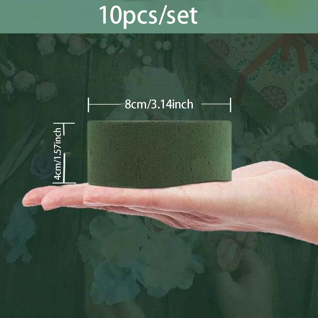 10pcs-Round Floral Foam Blocks Fresh-Keeping Foam Floral Foam Brick DIY Flower Arrangement Kit Green Artificial Flower Mud