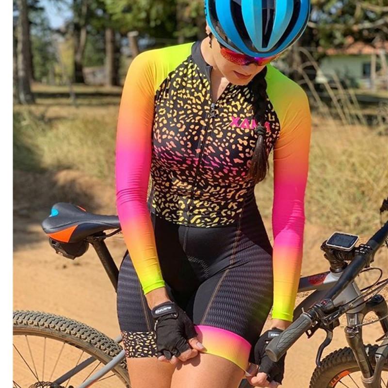 1 Womens Long Sleeve Cycling Bodysuit Triathlon Suit Breathable Quick Dry Sportswear Road Bike Riding Fall Season