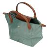 Longchamp Le Pliage Сумка-тоут из канваса и кожи с короткими ручками, на молнии и кнопке, маленькая, женская, цвет сосново-зеленый 1621089139
