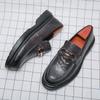 Men's Luxury Business Leather Loafers Korea Style Gentleman Formal Dress Loafers Party Pea Shoes School Style Black Grey Brown