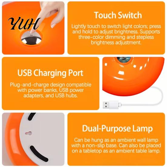 Rechargeable Wall Sconce Donut Night Light, Wireless 2-in-1 Table Lamp with Touch Dimmer, Modern Decorative Light Warm Orange Glow Mountable
