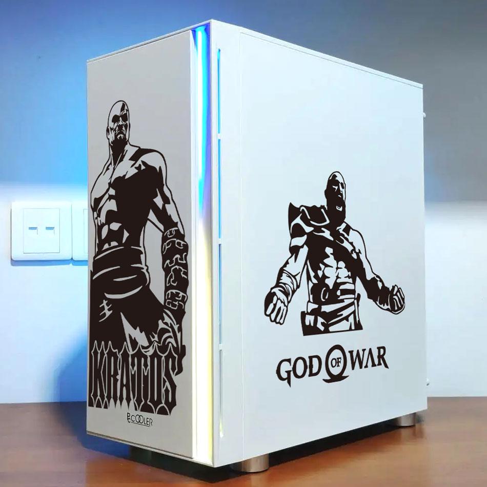 Виниловые наклейки Kratos для корпуса ПК ATX, Водонепроницаемые декоративные наклейки с индивидуальным дизайном для корпуса игрового компьютера, Вырезанная наклейка