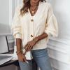 Solid Color Knitted Sweater V-neck Cable Button Knitted Sweater Cardigan Sweater for Women