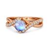 Moonstone Split Band Crossover Pave Ring - 925 Sterling Silver Rose Gold Vermeil