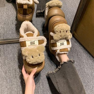 Модная верхняя одежда на липучке, теплые хлопковые туфли для женщин, зимние новые милые мультяшные бархатные утолщенные хлопковые туфли для женщин