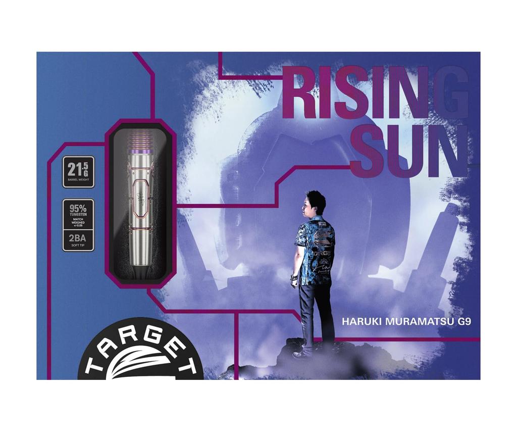 Target Japan Rising Sun G9 Tungsten 2BA Soft Tip Dart Rising Sun G9 Flights and Black Pixel Tips 2BA Sun 95% K-Flex Set, 21,5G K-Flex No.6 (форма)