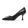 5-Pointed Thin Heel Square Buckle Shoes Women's New Sexy High Heels Women's Professional Commuter Work Shoes