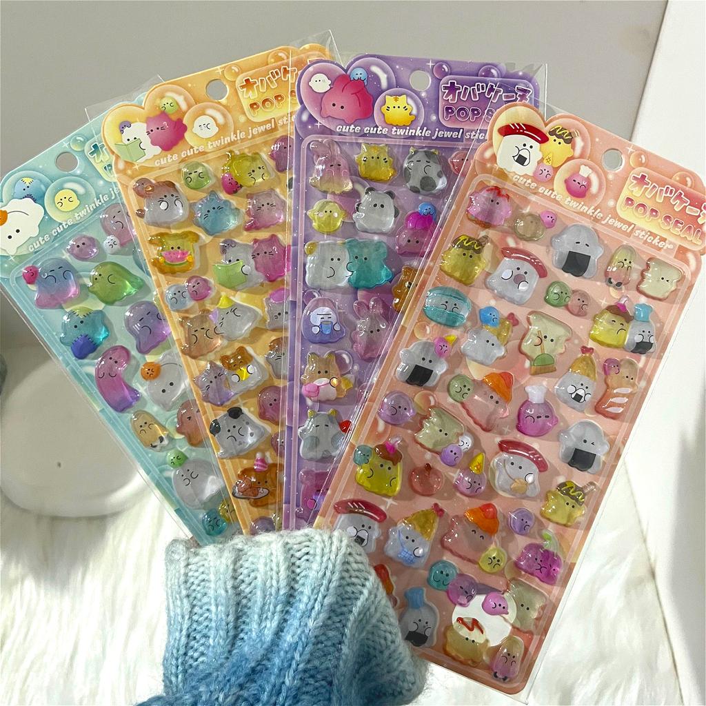 Fun 3D Yoyo Family Ghost Cute Embossed Crystal Decorative Stickers - Kids Stationery Scrapbook Creative Stickers