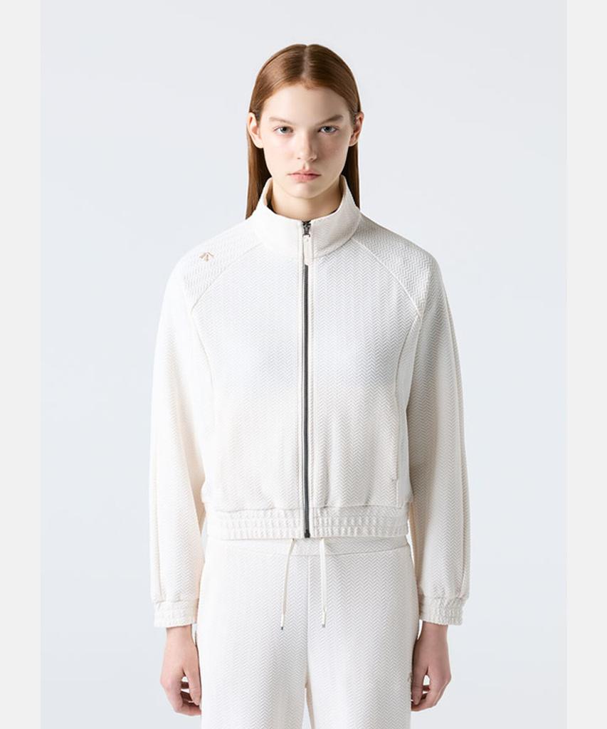 Женская жакардовая тренировочная куртка на молнии Descente Кремовая Sr122Pft21