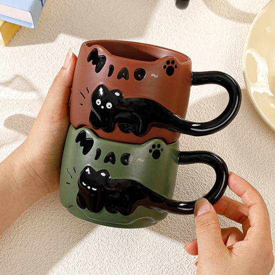 Кружки для кофе с изображением кошек, емкостью 380 мл. Милые чашки с изображением кошек, керамические чашки для чая, экономящие место, подарок для любителей и коллекционеров кошек.