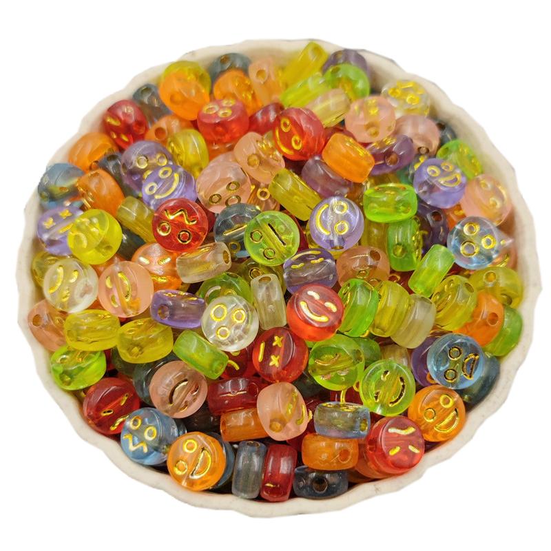 100 шт. карамельный цвет DIY акриловые круглые бусины милые улыбающиеся бусины с отверстием для изготовления ювелирных изделий