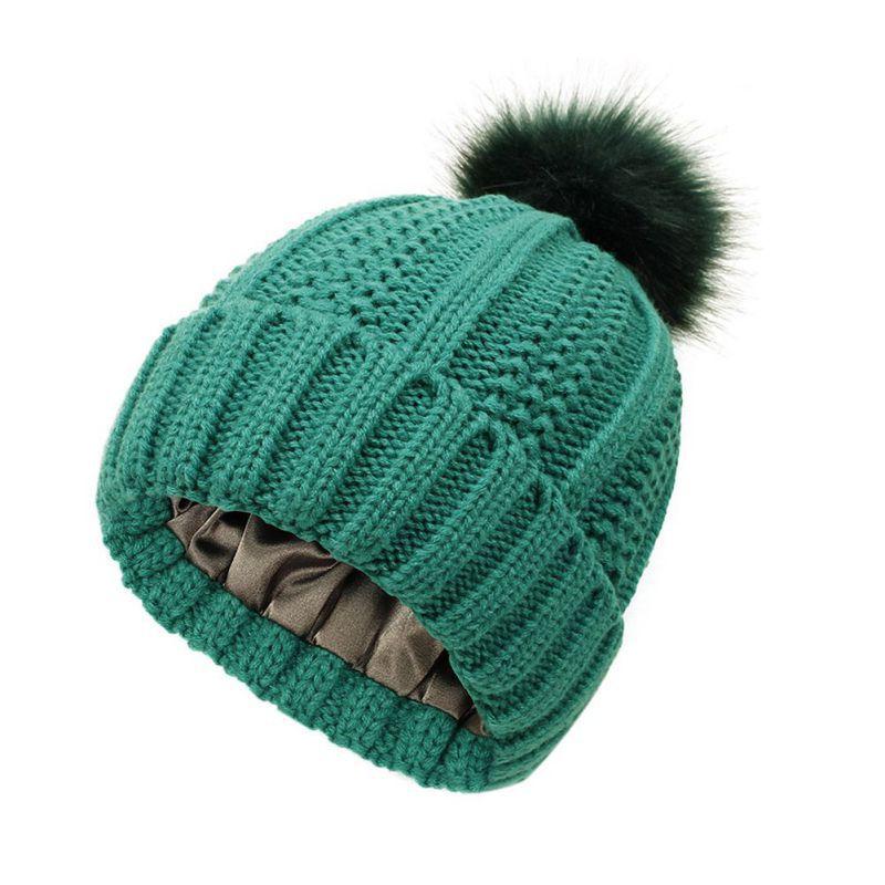 Зимняя теплая защитная прическа, шелковистая эластичная атласная подкладка, вязаные шапки, женские модные свободные шапочки для езды на велосипеде и пешего туризма