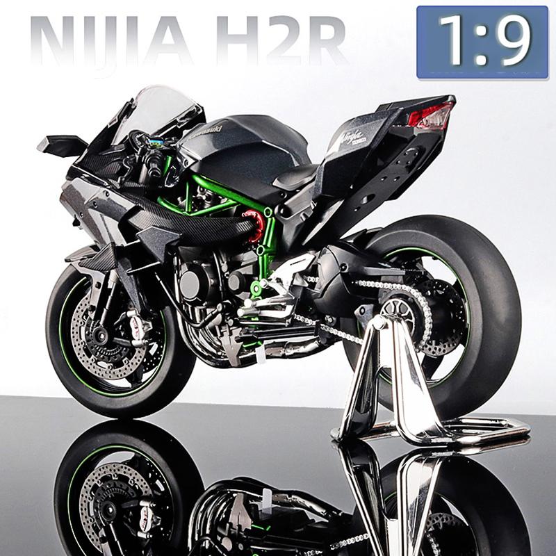 1:9 Scale Kawasaki H2R Metal Motorcycle Model Static Ornaments Simulation Sound & Light Diecast Car Children's Toy Cars Birthday
