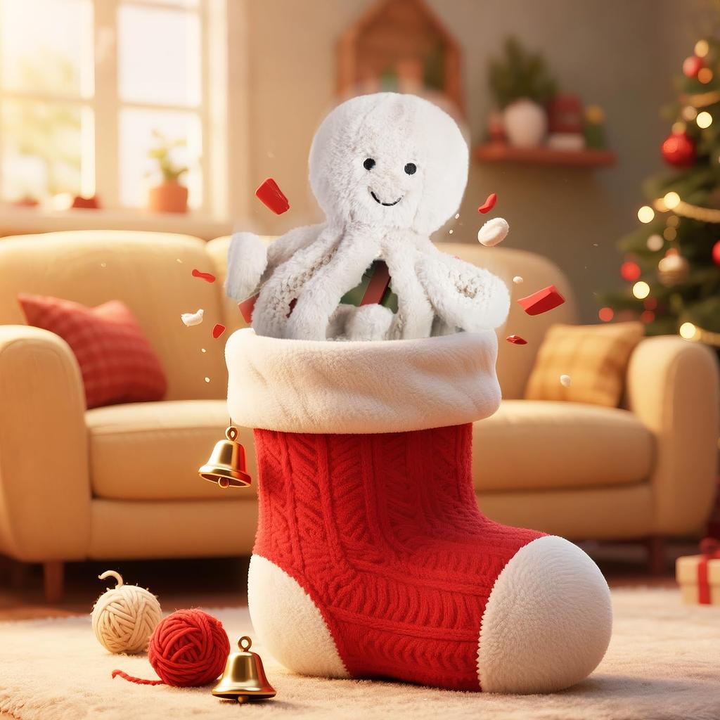 Абрикосовый Ягненок Бежевый Плюшевая Игрушка Осьминог для Мягкого и Пушистого Бежевого Осьминога для Девочек и Детей 30 см, Милый, Мальчики,